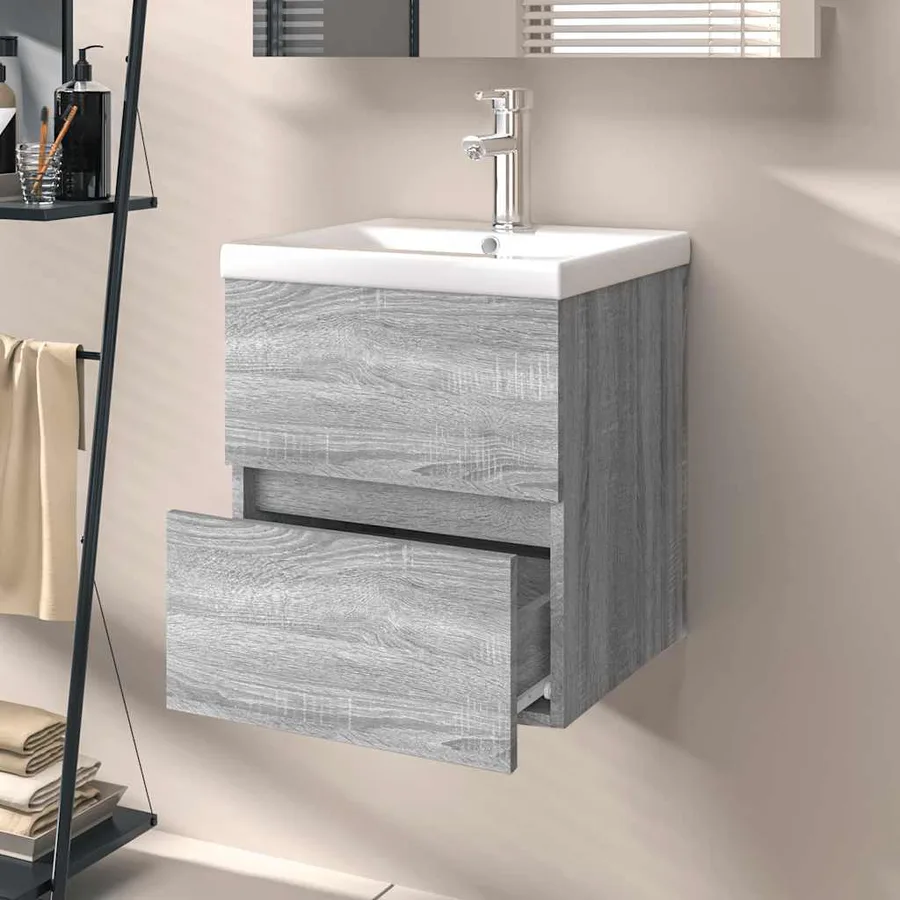 Armoire d'évier Sonoma gris 41x38,5x45 cm Bois d'ingénierie - 3