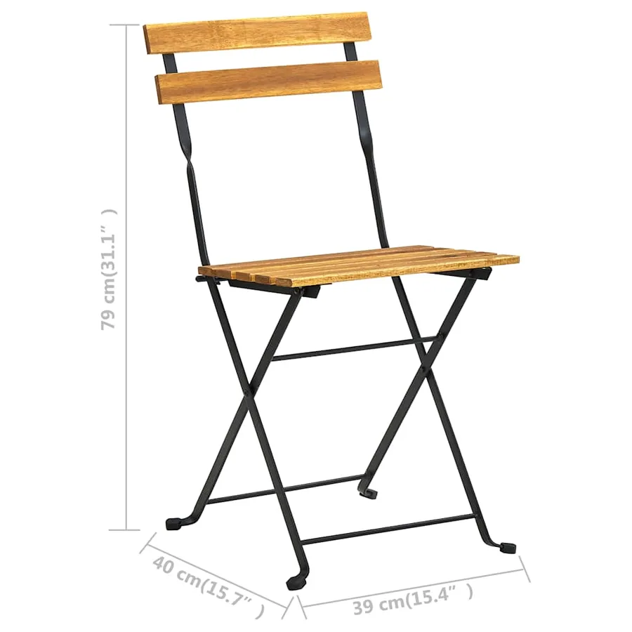 Chaises de bistro pliables lot de 4 Bois d'acacia massif - 10