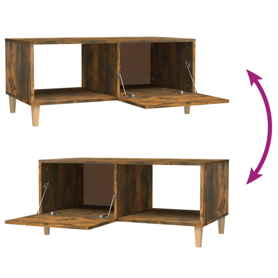 Table basse chêne fumé 89,5x50x40 cm bois d'ingénierie - 10
