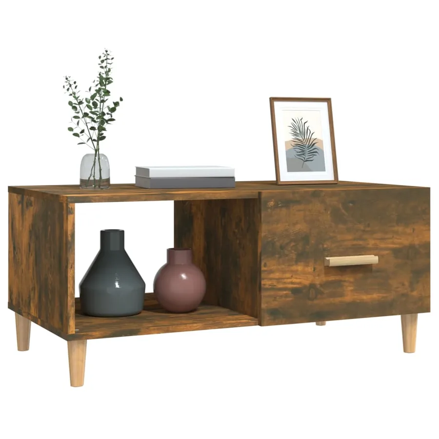 Table basse chêne fumé 89,5x50x40 cm bois d'ingénierie - 4