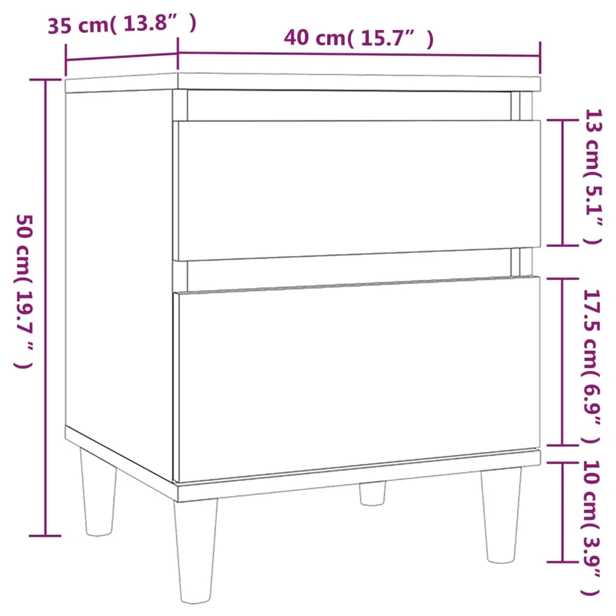 Tables de chevet 2 pcs Gris béton 40x35x50 cm - 11
