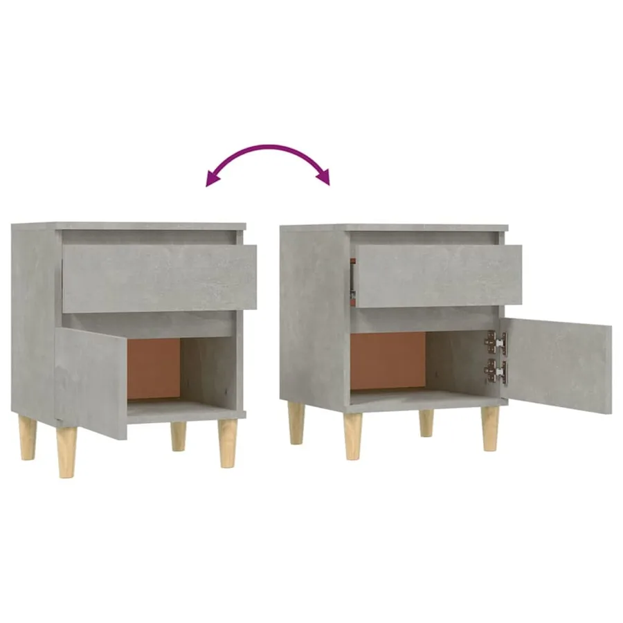 Tables de chevet 2 pcs Gris béton 40x35x50 cm - 9