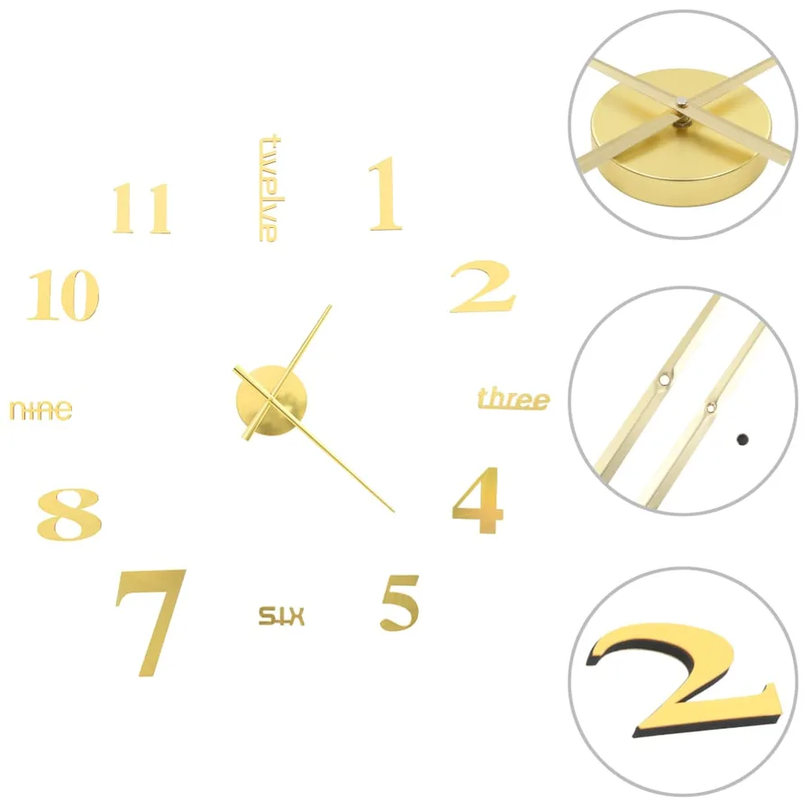 Horloge murale 3D Design moderne 100 cm XXL Doré - 2