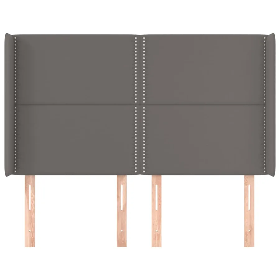 Tête de lit avec oreilles Gris 147x16x118/128 cm Similicuir - 3