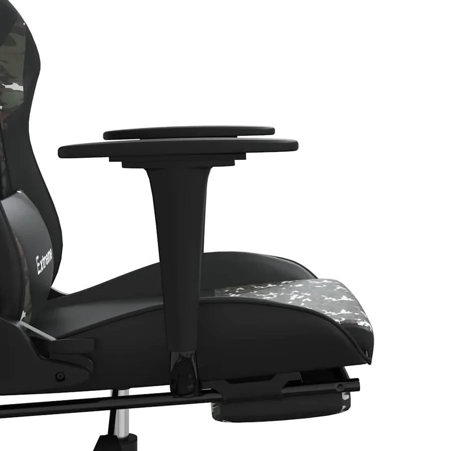 Chaise de jeu de massage repose-pied Noir camouflage Similicuir - 11