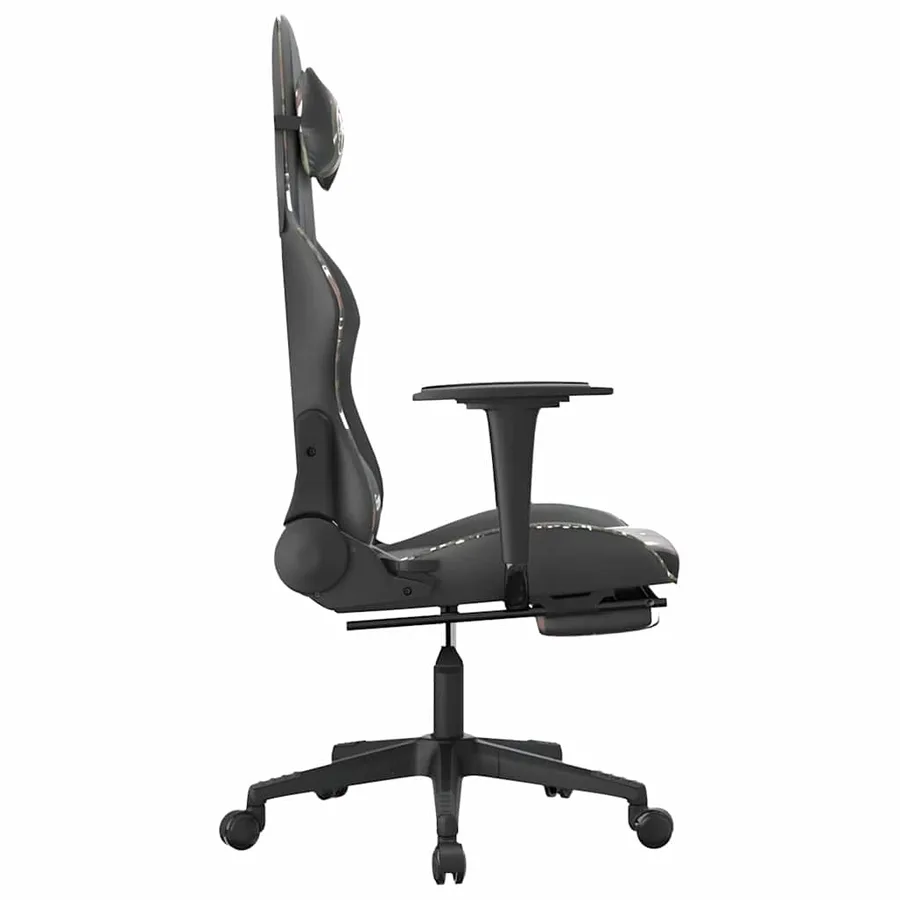 Chaise de jeu de massage repose-pied Noir camouflage Similicuir - 5