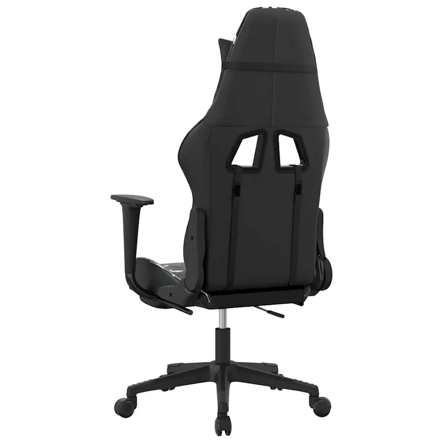 Chaise de jeu de massage repose-pied Noir camouflage Similicuir - 6