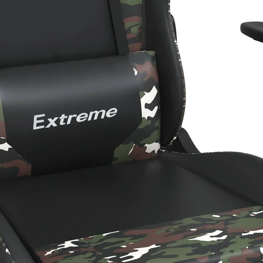 Chaise de jeu de massage repose-pied Noir camouflage Similicuir - 9