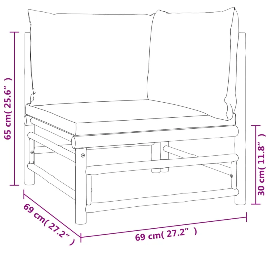 Salon de jardin 4 pcs avec coussins vert bambou - 6