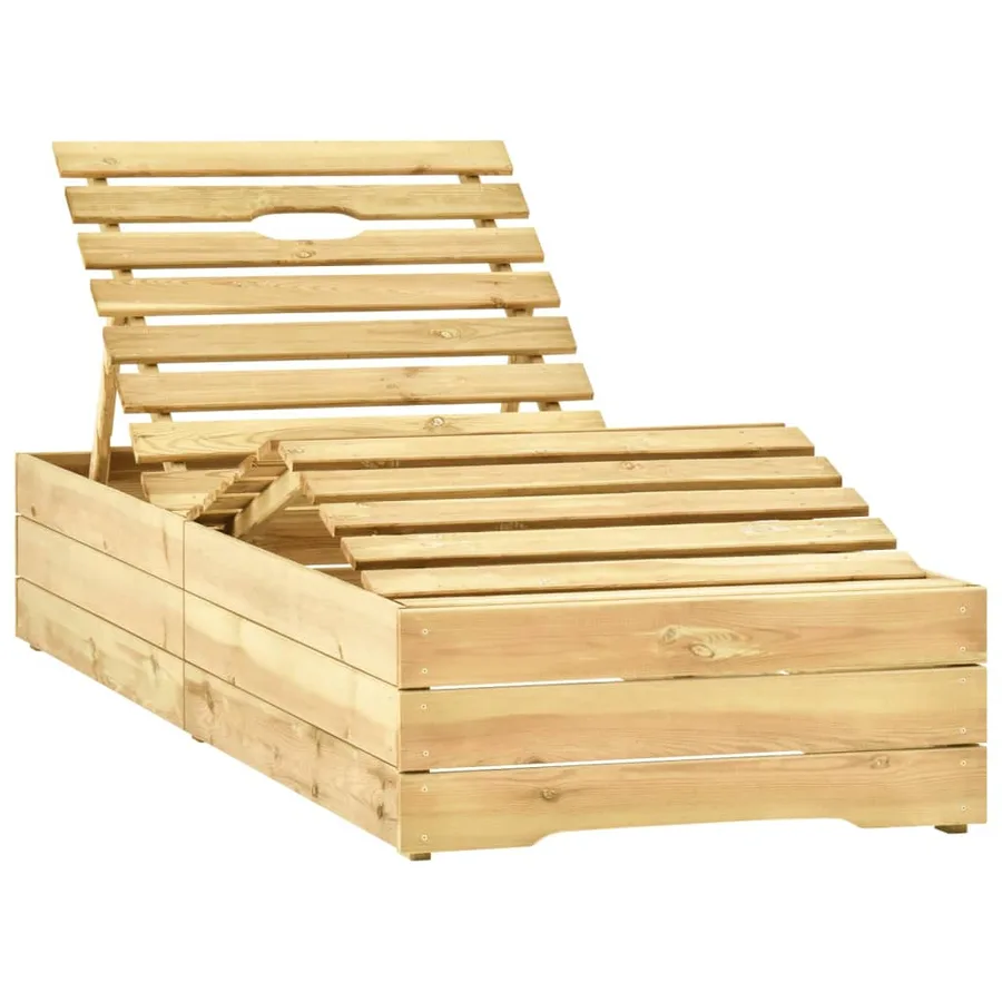 Chaise longue de jardin avec table et coussin Pin imprégné - 3