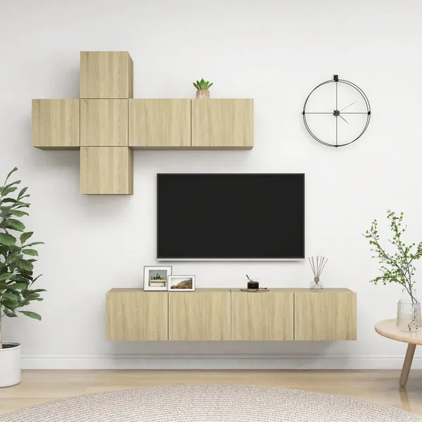 Ensemble de meuble TV 7 pcs Chêne sonoma Bois d'ingénierie