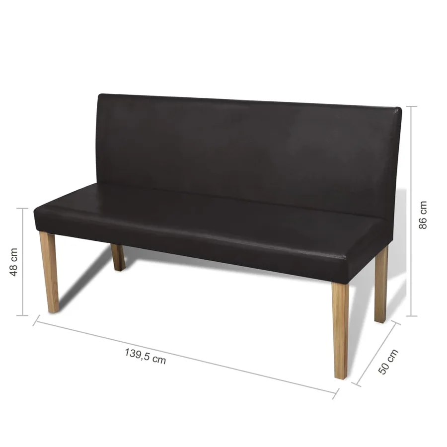 Banc 139,5 cm Marron foncé Similicuir - 6