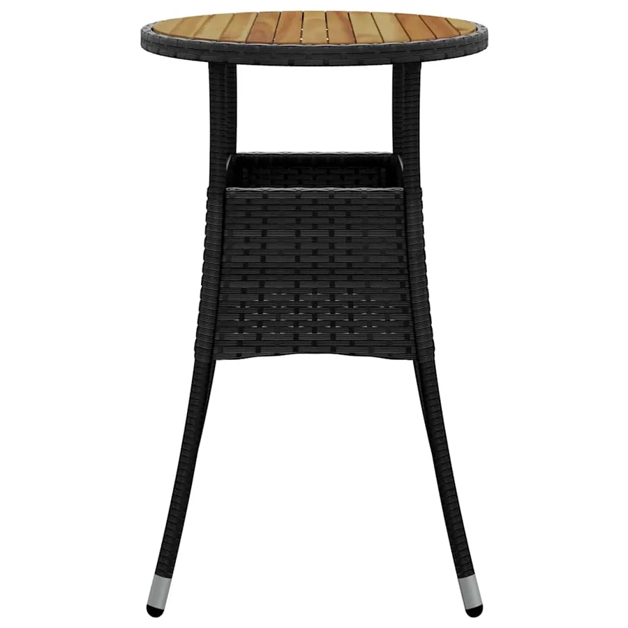 Table de jardin Ø60x75 cm Acacia et résine tressée Noir - 4