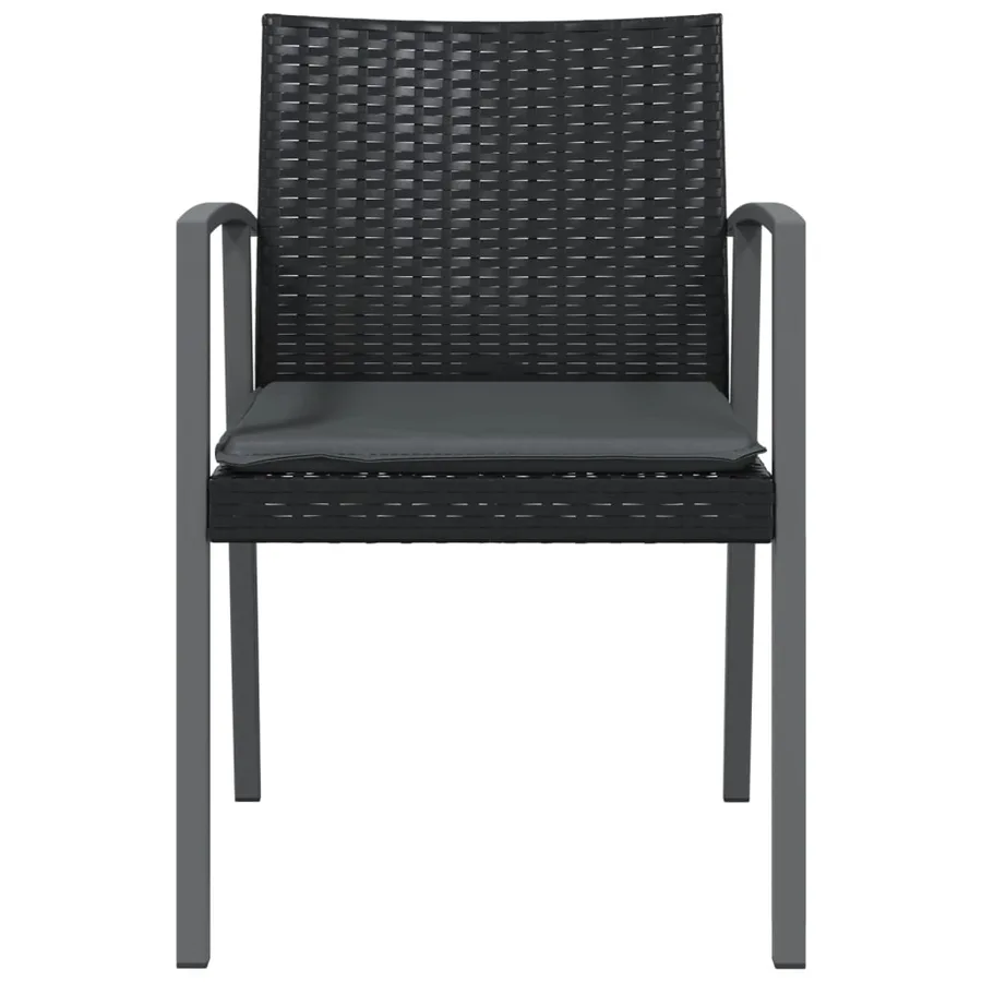 Chaises de jardin et coussins lot de 4 noir 56,5x57x83 cm rotin - 4