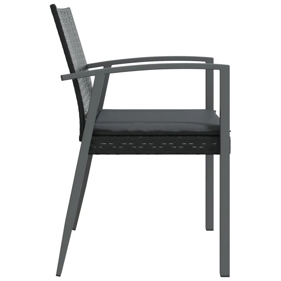 Chaises de jardin et coussins lot de 4 noir 56,5x57x83 cm rotin - 5