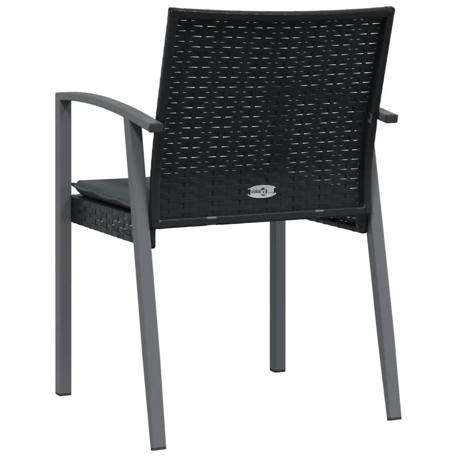 Chaises de jardin et coussins lot de 4 noir 56,5x57x83 cm rotin - 6