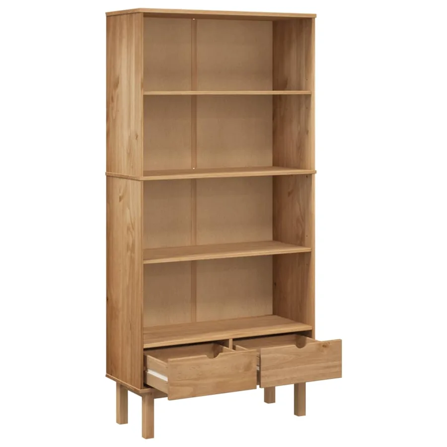 Bibliothèque OTTA avec 2 tiroirs Marron Bois massif pin - 5