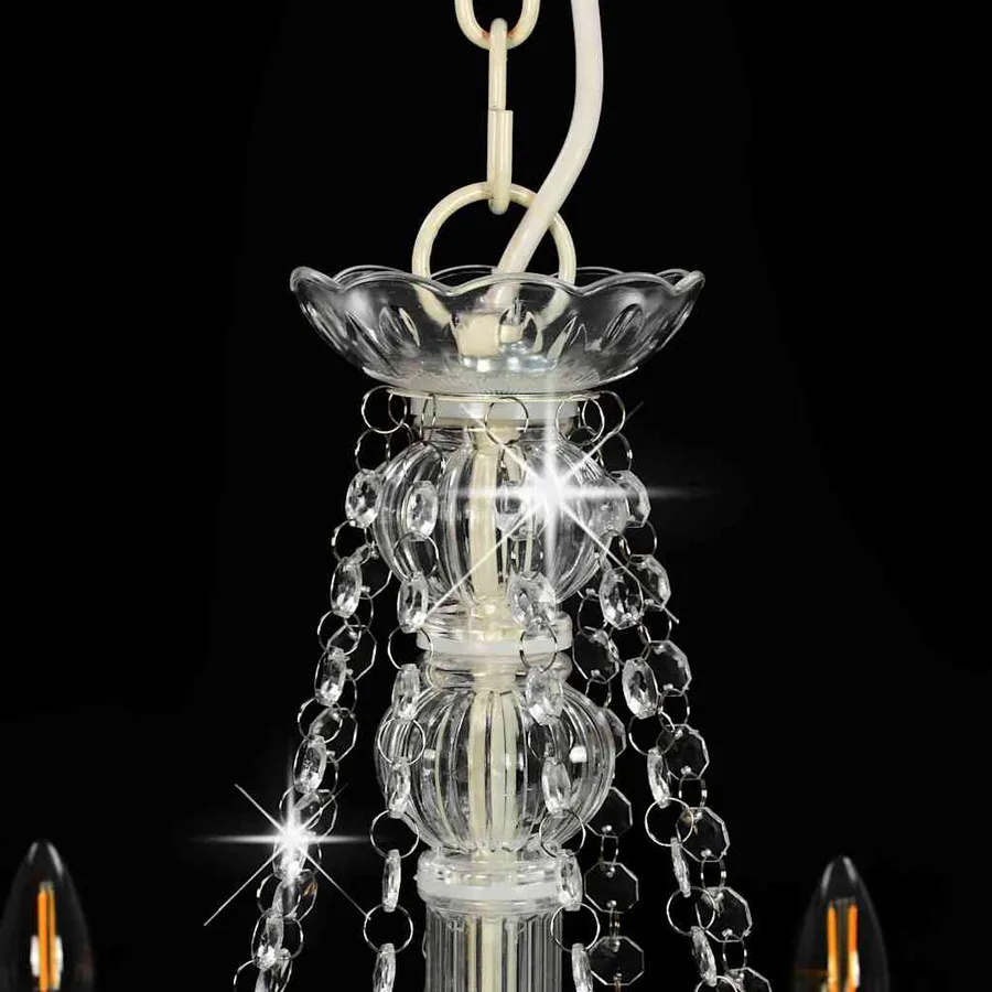 Lustre avec perles Blanc 8 ampoules E14 - 5