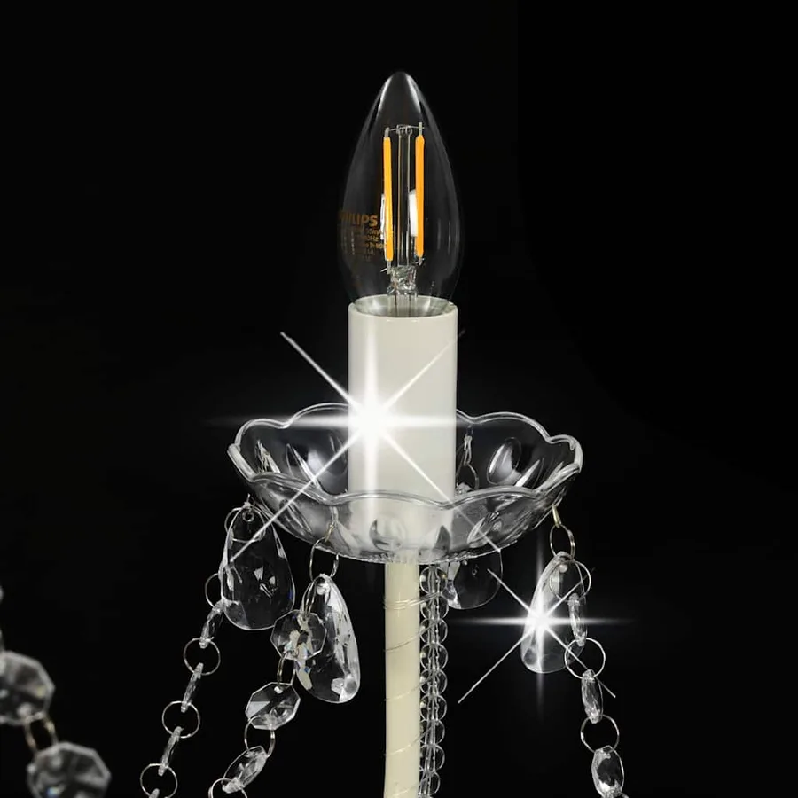 Lustre avec perles Blanc 8 ampoules E14 - 6