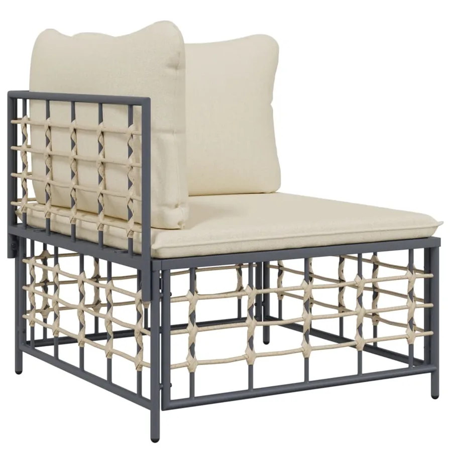 Salon de jardin 4 pcs avec coussins anthracite résine tressée - 4