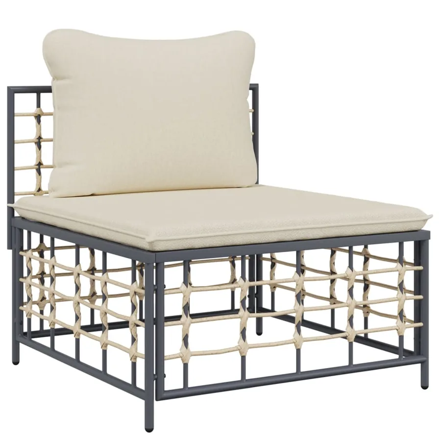 Salon de jardin 4 pcs avec coussins anthracite résine tressée - 5