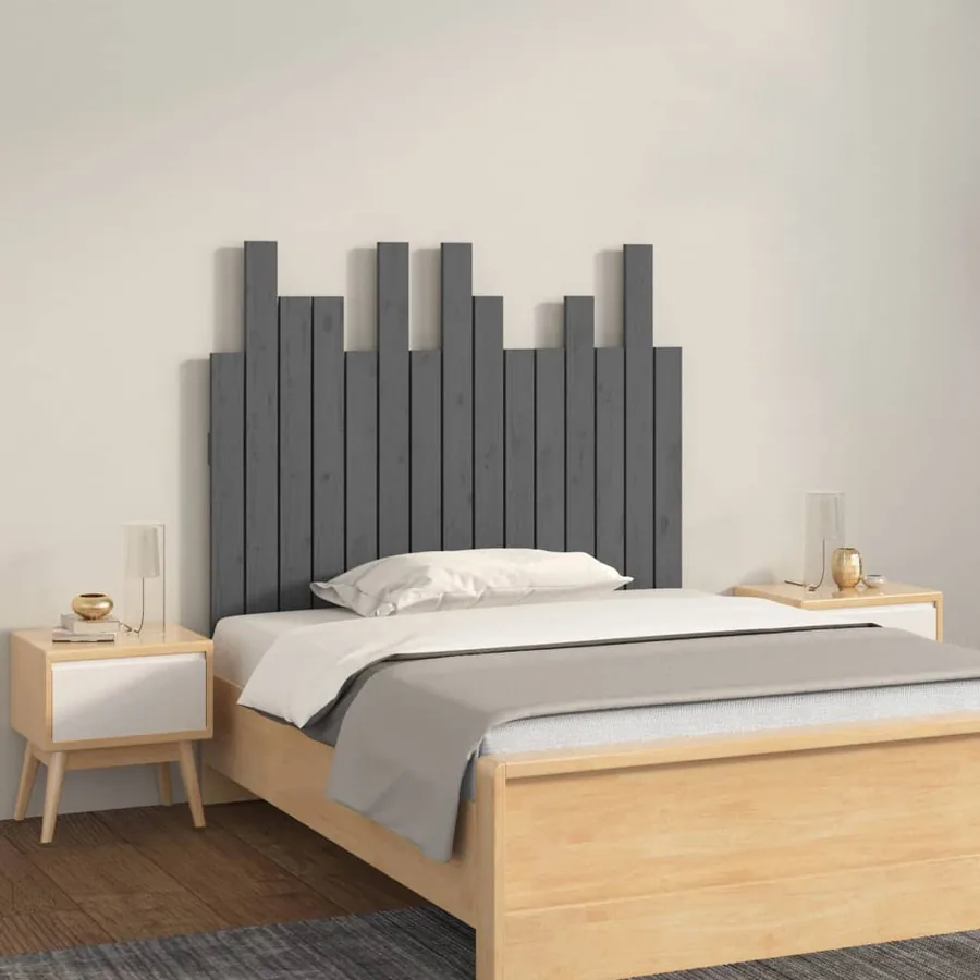 Tête de lit murale Gris 95,5x3x80 cm Bois massif de pin