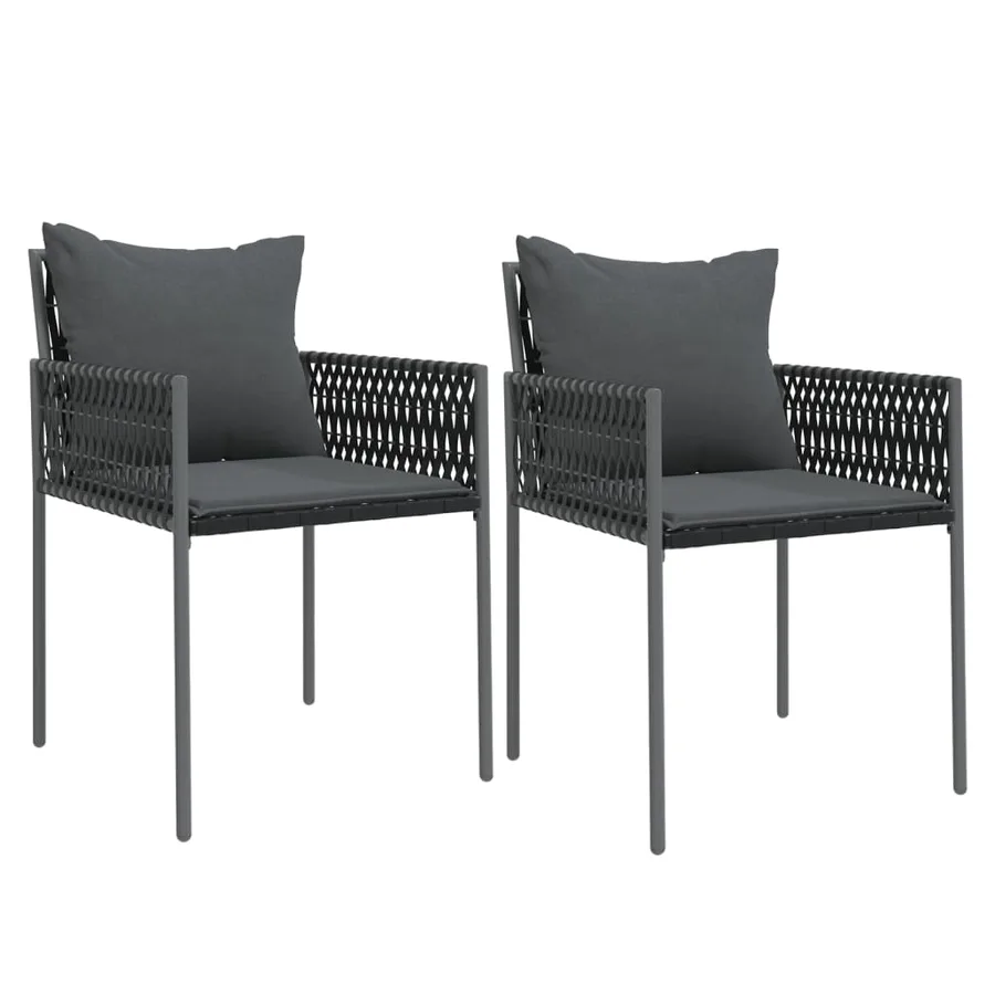 Chaises de jardin avec coussins lot de 2 noir 54x61x83 cm rotin - 2