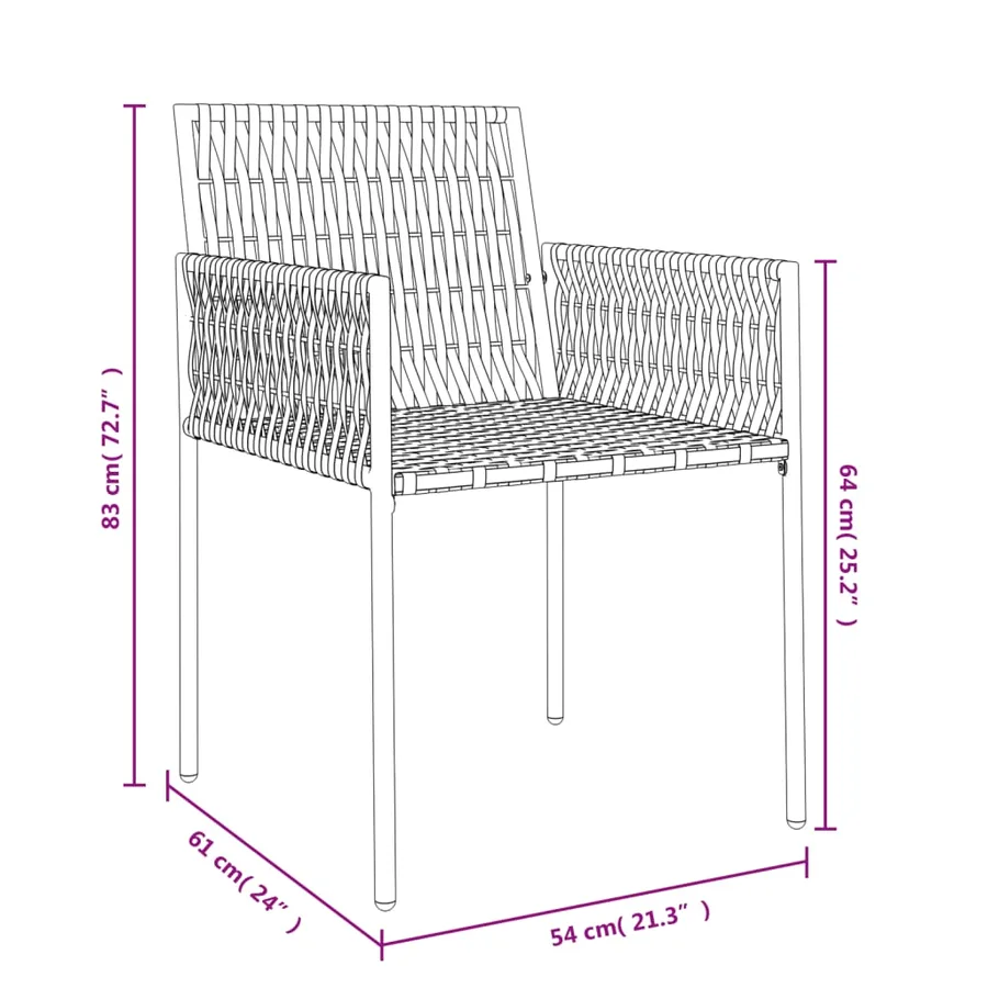 Chaises de jardin avec coussins lot de 2 noir 54x61x83 cm rotin - 9