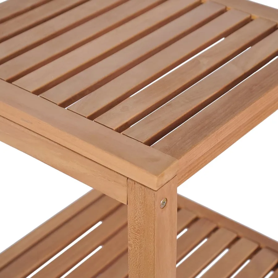 Support de rangement de bain 4 niveaux teck massif 42x42x165 cm - 4
