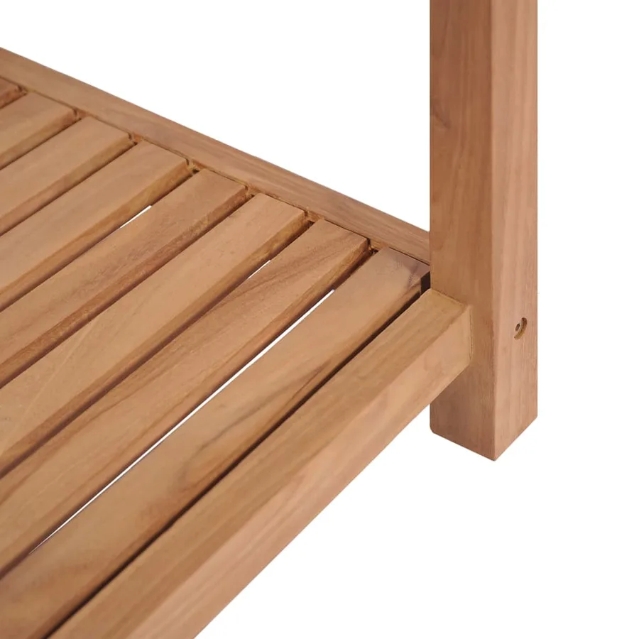 Support de rangement de bain 4 niveaux teck massif 42x42x165 cm - 5