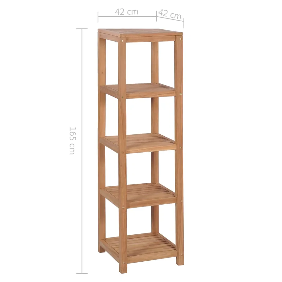 Support de rangement de bain 4 niveaux teck massif 42x42x165 cm - 6