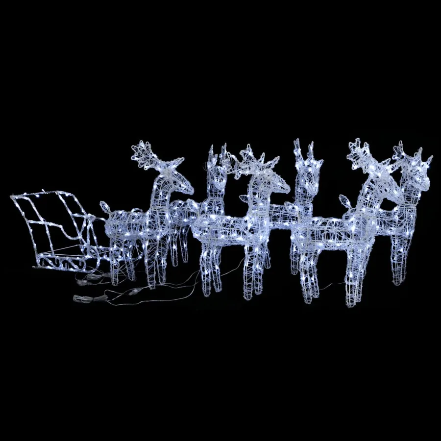Décoration de Noël Rennes et traîneau 320 LED Acrylique