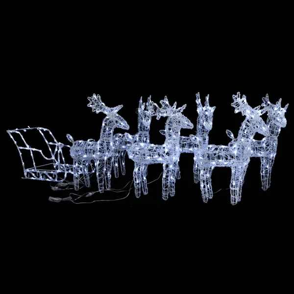 Décoration de Noël Rennes et traîneau 320 LED Acrylique