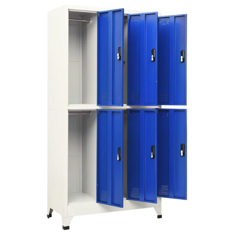 Armoire à casiers Gris et bleu 90x45x180 cm Acier - 5