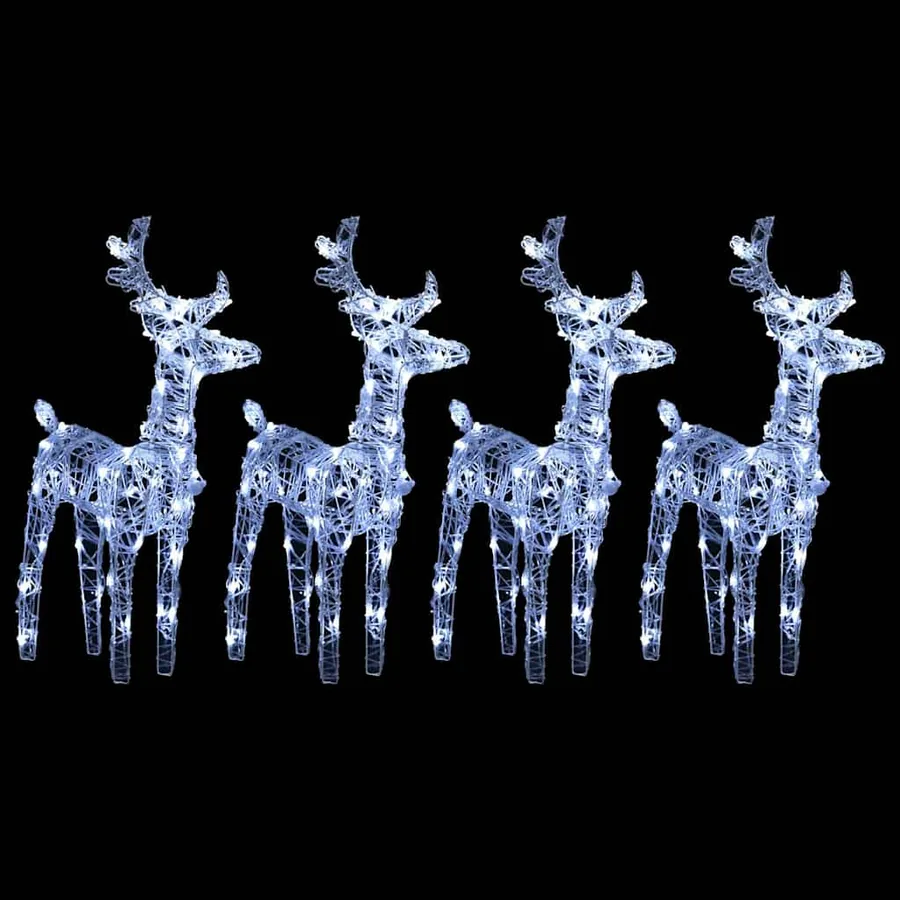 Rennes de Noël 4 pcs 160 LED Blanc froid Acrylique