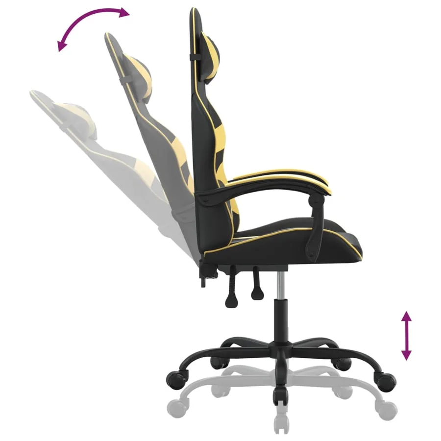 Chaise de jeu pivotante Noir et doré Similicuir - 10
