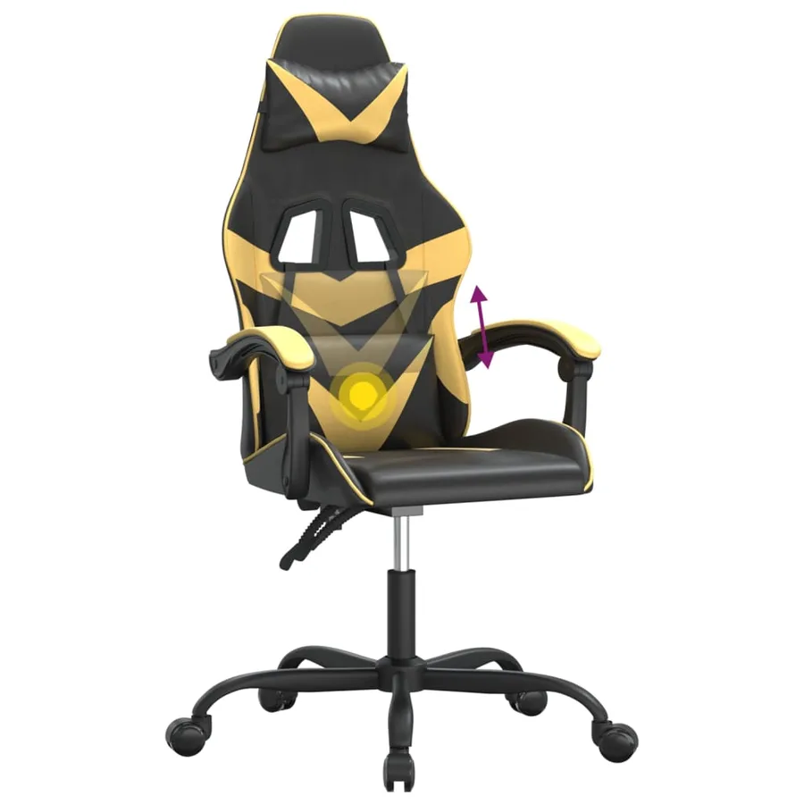 Chaise de jeu pivotante Noir et doré Similicuir - 11