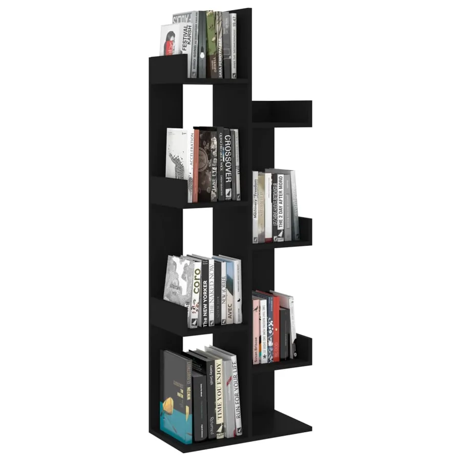 Bibliothèque Noir 48x25,5x140 cm Bois d’ingénierie - 6