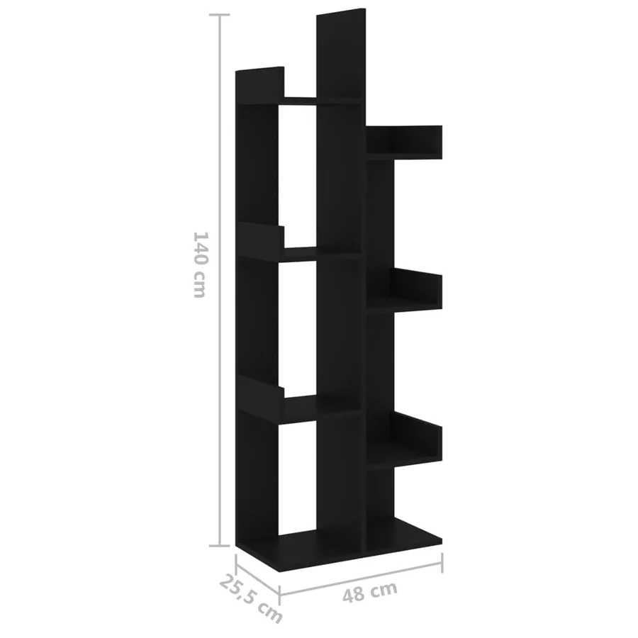 Bibliothèque Noir 48x25,5x140 cm Bois d’ingénierie - 7