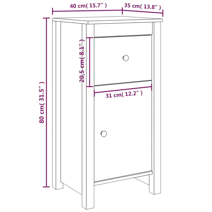 Buffets 2 pcs blanc 40x35x80 cm bois massif de pin - 11