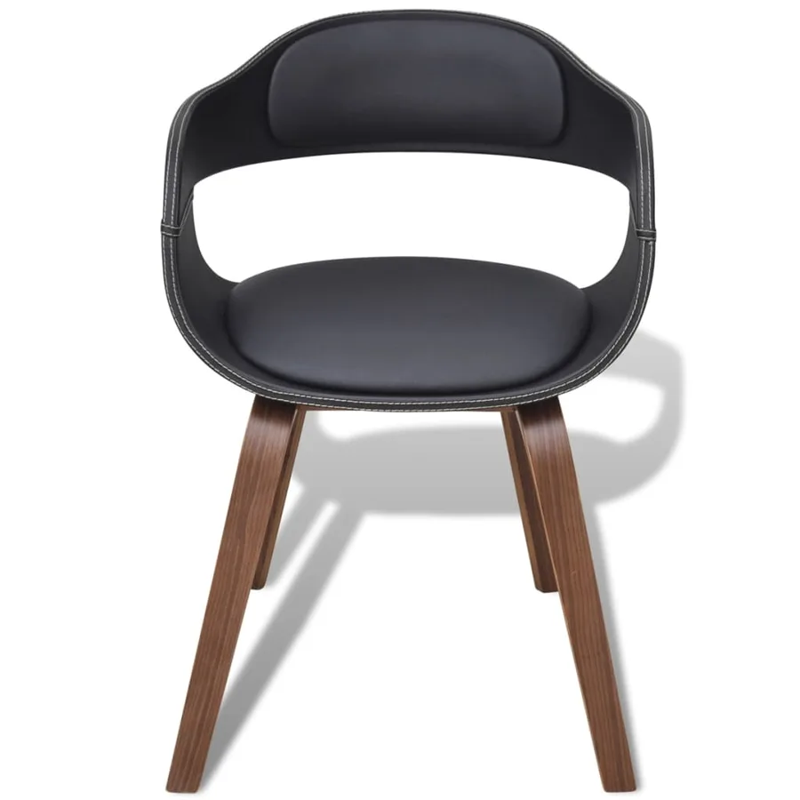 Chaises à manger lot de 2 noir bois courbé et similicuir - 2