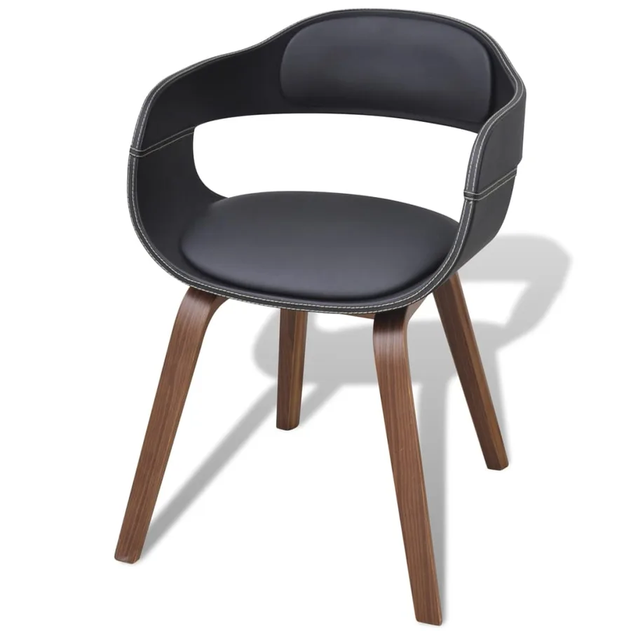 Chaises à manger lot de 2 noir bois courbé et similicuir - 3