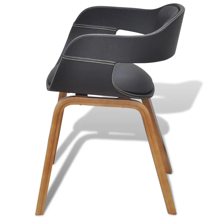 Chaises à manger lot de 2 noir bois courbé et similicuir - 5