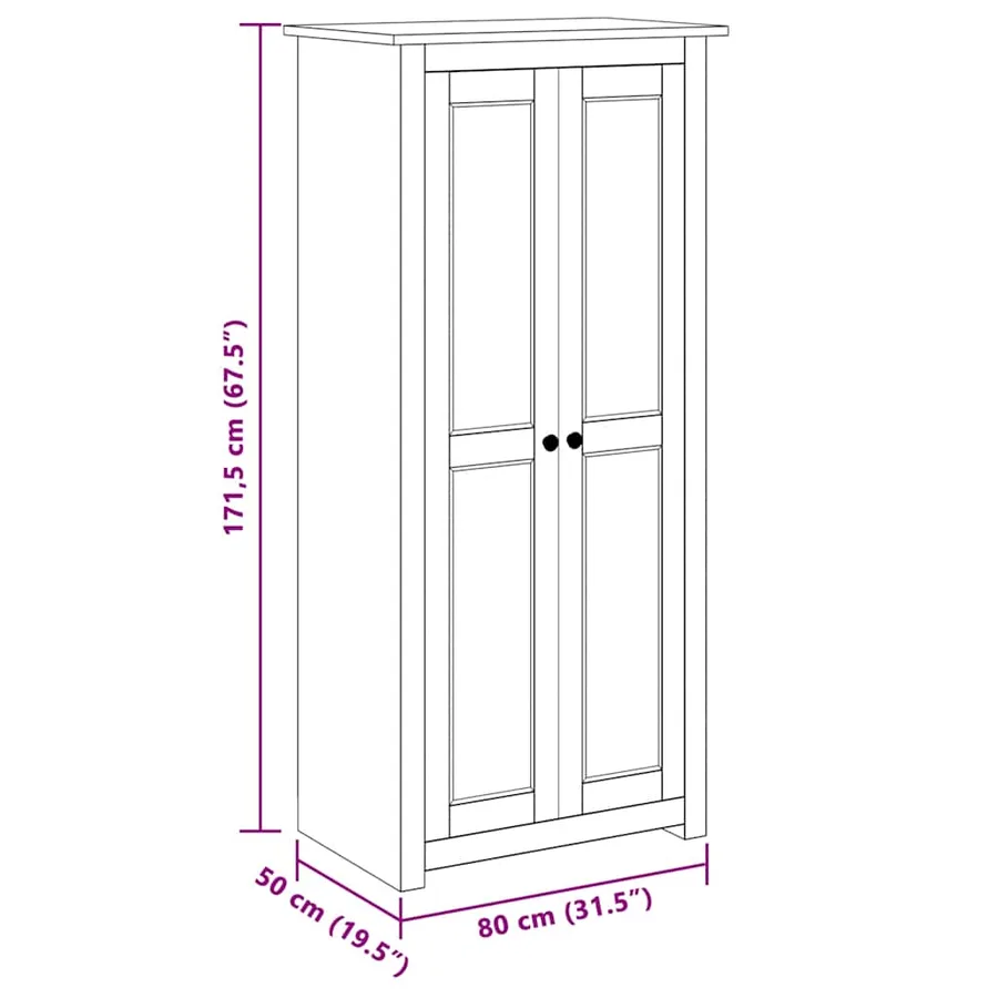 Garde-robe Blanc 80x50x171,5 cm Pin massif Assortiment Panama - 9