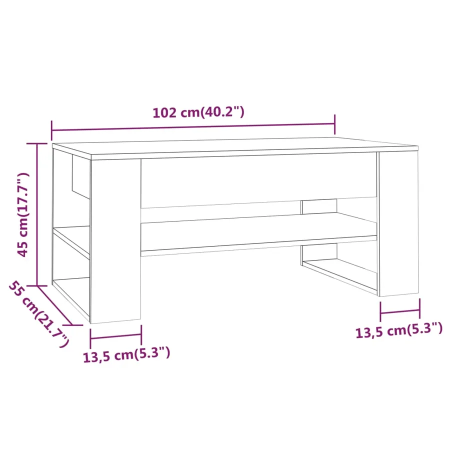 Table basse sonoma gris 102x55x45 cm bois d'ingénierie - 7