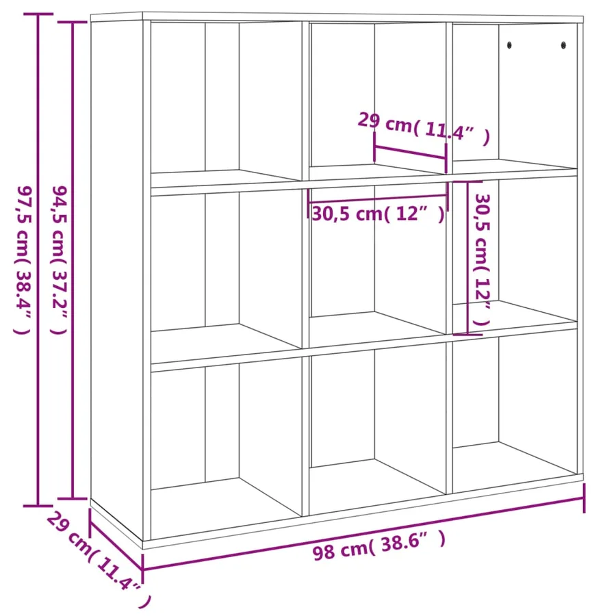 Armoire à livres sonoma gris 98x29x97,5 cm - 7