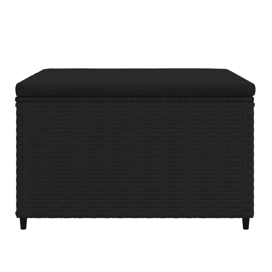 Repose-pied de jardin avec coussin noir résine tressée - 3