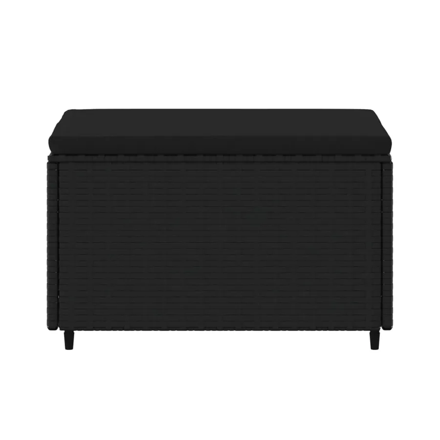 Repose-pied de jardin avec coussin noir résine tressée - 4