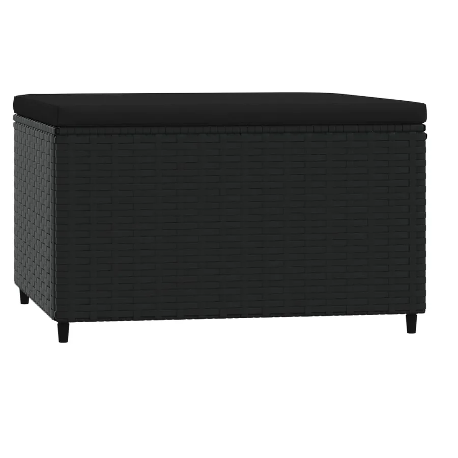 Repose-pied de jardin avec coussin noir résine tressée - 5