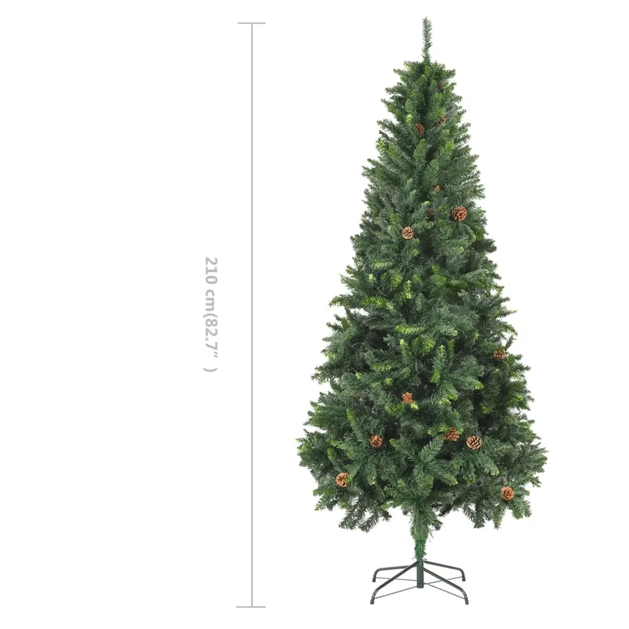 Sapin de Noël artificiel avec pommes de pin Vert 210 cm - 8
